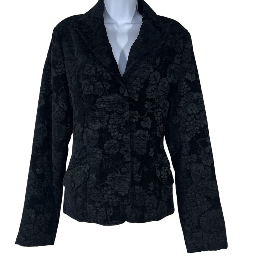 American Exchange Eloise Jacket Womens L Black Velvet Burnout Romantic Goth